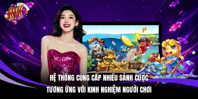 Hệ thống cung cấp nhiều sảnh cược tương ứng với kinh nghiệm người chơi